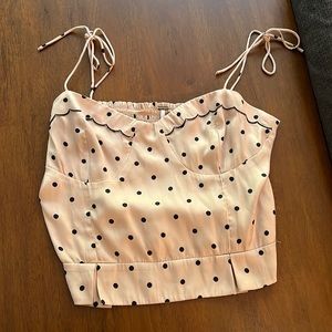 Free People Teresa Corset top in pink with black polka dots